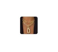 ONBRIG Collar de oro grueso para mujer, no se deslustra, collar de oro en capas para mujer, collar de cadena de clip cuadrado grueso, collar de oro grueso, joyería de oro para mujer, 15.74 inch, Cobre