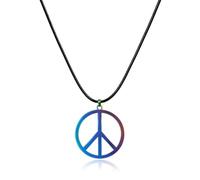 ONBRIG Collar de paz hippie para mujer, accesorios de acero inoxidable de los años 70, collar hippie con signo de la paz, accesorios de los años 70, joyería hippie, Acero inoxidable, No es una piedra