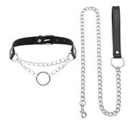 ONBRIG Gargantilla negra para mujer, gargantilla de cadena deslizante de corazón para mujer, ajustable, collar de cuero negro, gargantilla gótica, Large, Metal, No es una piedra preciosa