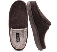 ONCAI Hombre Zapatillas de estar por casa, Mezcla de Lana y Algodón de Espuma de Memoria de Alta Densidad Fieltro Interior y Exterior Suela de Goma Marrón Talla 40