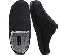 ONCAI Hombre Zapatillas de estar por casa, Mezcla de Lana y Algodón de Espuma de Memoria de Alta Densidad Fieltro Interior y Exterior Suela de Goma Negra Talla 44.5