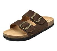ONCAI Sandalias de Pala Mujer con Ajustable Buckle Corcho Zapatillas de Moda de Verano Mules Planas Zuecos Marrón Tamaño 42