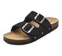 ONCAI Sandalias de Pala Mujer con Ajustable Buckle Corcho Zapatillas de Moda de Verano Mules Planas Zuecos Negro Tamaño 42