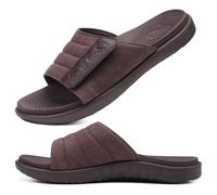 ONCAI Sandalias Hombres Correa Ajustables Ortopedia Fascitis Plantar Punta Abierta Deportivo Pantuflas Slides con Plantilla de Soporte de Arco Suave y Cómoda Marrón Talla 43.5