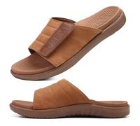 ONCAI Sandalias Hombres Correa Ajustables Ortopedia Fascitis Plantar Punta Abierta Deportivo Pantuflas Slides con Plantilla de Soporte de Arco Suave y Cómoda Khaki Talla 49