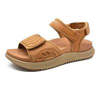 ONCAI Sandalias Mujer Caminar 2025,Arco Soporte Senderismo Sandalias con Ortopédica Plantilla para Fascitis Plantar,Deportivas Plataforma Slides Mujer con 3 Ajustables Correas,Caqui/Beige Tamaño 37