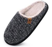ONCAI Zapatillas de Estar en Casa Hombre Tejer Invierno Cálido Forro de Felpa Pantuflas Alta Densidad Espuma de Memoria Zapatos Con Antideslizante Suela Negro Tallas 43