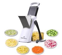 ONCE FOR ALL Cortador de Verdura Multifuncional con Cuchillas de Acero Inoxidable, Mandolina de Cocina Manual (Blanco y negro)