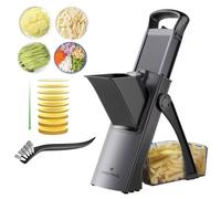 ONCE FOR ALL Cortador de Verdura Multifuncional con Cuchillas de Acero Inoxidable, Mandolina de Cocina Manual (Negro y gris)