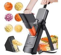 ONCE FOR ALL Cortador de Verdura Multifuncional con Cuchillas de Acero Inoxidable, Mandolina de Cocina Manual, Espirilizador Cortador de Verduras para Kitchen Gift (Actualización - negros)