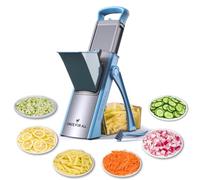 ONCE FOR ALL Cortador de Verdura Multifuncional con Cuchillas de Acero Inoxidable, Mandolina de Cocina Manual, Espirilizador Cortador de Verduras para Kitchen Gift (Generación 2 - azul)