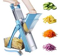 ONCE FOR ALL's Cortador de Verdura seguro, Multifuncional de Mandolina de Cocina Manual, Cuchillas de acero construidas, Artefacto de picar cocina para patata, Para el Chef y el Hogar (Azul grande)