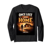 Once Lost Now Home Lucas 15:24 Cita de fe Cristiana Manga Larga
