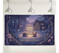 Once Upon a Forest - Fondo de bosque encantado, decoración de escena de bosque encantado, fondo de fotografía mística violeta para eventos y fiestas, 71 x 43 pulgadas