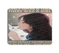 Once Upon A Time There was A Girl Who Really Loved Cats Alfombrilla de mouse pequeña con textura de primera calidad de 8 x 10 pulgadas, alfombrilla de mouse antideslizante con borde cosido para