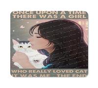 Once Upon A Time There was A Girl Who Really Loved Cats Alfombrilla de mouse pequeña con textura de primera calidad de 10 x 12 pulgadas, alfombrilla de mouse antideslizante con borde cosido para