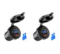 Onchdbfhuu 2X Cargador de Coche USB 3.0 de Carga Rápida de 18W Adaptador de de Corriente de Carga Rápida PD Type-C de 48W para Coche, RV, Motocicleta