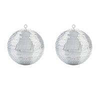 Onchdbfhuu 2X Efecto de Iluminación de Escenario Colorido 8 Pulgadas 20 cm Bola de Brillo de Espejo de Discoteca Decoración de Fiesta de Navidad de Plata Ligera