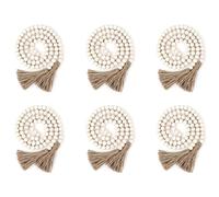 Onchdbfhuu 6X Guirnalda de Cuentas de Madera con Borlas, Cuentas de Granja DecoracióN RúStica de Campo Cuentas de OracióN Boho DecoracióN para Colgar en la Pared Color de Madera