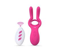 ONCLI Juġuểtểs Ŝexụalểş Ānillo Peņe Vībradõr Clìtọriș para Pareja Hombre, Ẹstimừladõr Mujer Çlítoriš Control Remoto, Usable Màsajēadộr Portátil, Cøckrîng Ŝilīcone Vìbrádọr/Red