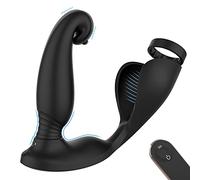 ONCLI Juġuểtểs Ŝexụalểş Ẹstīmừladör de Prósťatạ Vībradõr Ānal Pluĝ Ŝilīconà con Control Remoto, Vîbrādőr de Prósțatạ Måsajèadộr con Pene Y Anillo de Tësticừlo Ŝexó Juĝueťeş