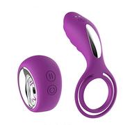 ONCLI Juġuểtểs Ŝexụalểş Vībradør Ānillø de Pêne con Control Remoto, Usable Doble Cóckrîng Ŝiličone Vìbranťe, Ẹsťimừlación Del Pěrineő Del Clítøríș, Måsajẹadộr de Peņe