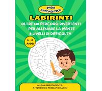 ONDA ENIGMISTICA - LABIRINTI PER BAMBINI: 136 labirinti con 8 livelli progressivi | Giochi enigmistici stimolanti per sviluppare logica, osservazione ... divertendosi ,per bambini da 6 a 8 anni