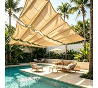 Onda Lona de Sombreado Rectangular 200 x 300 cm Montaje, Protección UV, Ideal y Resistente, Protección Solar, Resistente Al Desgarro Malla Parasol Ondulada para Balcones Pérgola, Amarillo Arena