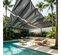 Onda Lona de Sombreado Rectangular 200 x 300 cm Montaje, Protección UV, Ideal y Resistente, Protección Solar, Resistente Al Desgarro Malla Parasol Ondulada para Balcones Pérgola, Gris Oscuro