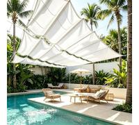 Onda Lona de Sombreado Rectangular 200 x 300 cm Montaje, Protección UV, Ideal y Resistente, Protección Solar, Resistente Al Desgarro Malla Parasol Ondulada para Balcones Pérgola, Blanco