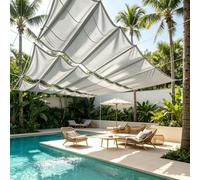 Onda Lona de Sombreado Rectangular 200 x 300 cm Montaje, Protección UV, Ideal y Resistente, Protección Solar, Resistente Al Desgarro Malla Parasol Ondulada para Balcones Pérgola, Gris Claro