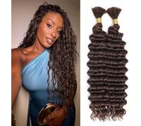 Onda profunda a granel cabello humano trenzado para trenzas boho que tejen natural del cabello humano sin procesar sin procesar trama Tissage bresilien rizado paquete de pelo virgen 2 trenzas por
