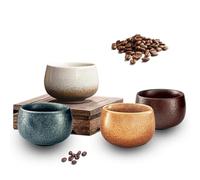 Ondacore Set de Tazas de Espresso 4x80ml, Hechas de gres artesanal sin asa, Cerámica apta para lavavajillas, Ideal para espresso, moka o té, Regalo para amantes del café