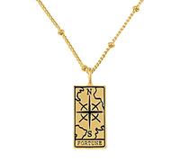 ONDAISY Tarot Card Fortune - Collar con colgante para mujer, diseño de estrella del mundo, sol, luna y corazón, sabiduría y fortaleza dorado