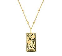 ONDAISY Tarot Card Fortune - Collar con colgante para mujer, diseño de estrella del mundo, sol, luna y corazón, sabiduría y fortaleza dorado