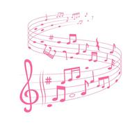 ondas de canciones con notas de partitura en pentagramas Calcomanías de vinilo para murales y paredes 54.6x56.8cm Varios tamaños Rosa
