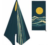 Ondas Toalla Playa, Luna Micro Fibra, con Diseño & Color, Suave Anti Arena para Niña, Mujer, Sol, Verano 160X80cm K-1385