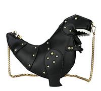 Ondeam Bolso cruzado de dinosaurio, con remaches de poliuretano y tiranosaurio Rex para niñas y mujeres, Negro, Medium