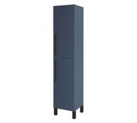 ONDÉE - Columna de Baño Monaco - Mueble de Pie Almacenamiento Ahorro Espacio 2 Puertas - Tiradores y Patas Negras - Certificado FSC 35 cm - Azul Mineral