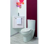 ONDÉE - Mueble de Lavabo suspendido colección Nino - Mueble de Esquina Compacto - 1 Puerta - Cierre Progresivo - instalación Reversible - Ancho 53cm - Acabado Lacado Blanco