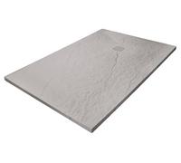 ONDÉE - Placa de ducha NARA extraplana de 30 mm - Resina ligera con textura de pizarra, recortable y antideslizante PN24 - Para colocar sobre el suelo o empotrar, con desagüe y rejilla - 90 x 140 cm
