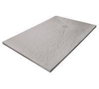 ONDÉE - Placa de ducha NARA extraplana de 30 mm - Resina ligera con textura de pizarra, recortable y antideslizante PN24 - Para colocar sobre el suelo o empotrar, con desagüe y rejilla - 90 x 170 cm