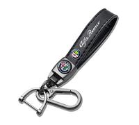 ONDIAN Llaveros de Cuero para Alfa Romeo, Llavero de Coche de Lujo con Logotipo Alfa Romeo, Regalo de Car Life Periphery,-Black-