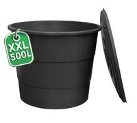 Ondis24 Barril de plástico XXL 500 l con tapa, depósito de agua para jardín, robusto y resistente a UV, indicador de nivel