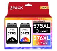 Ondula 575XL 576XL Cartuchos Compatibles con Canon PG-575XL CL-576XL | 1 Negro + 1 Tricolor, compatible con Canon PIXMA TS3750i TS3751i TS3752i TS3550i TS3551i TR4750i TR4751i TR4755i TR4756i