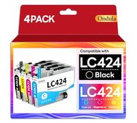 Ondula LC424 LC-424 Cartucho de Tinta Compatible para Brother LC424 Multipack para Impresora Brother DCP-J1200W DCP-J1200WE Printer (1 Negro, 1 Cian, 1 Magenta, 1 Amarillo, Paquete de 4)