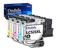 Ondula LC521 Cartuchos compatibles con Brother LC521 LC521VAL | LC521 Value Pack Compatible para Brother DCP-J1260W DCP-J1310DW DCP-J1313DW DCP-J1360DW DCP-J1460DW (4 unidades)