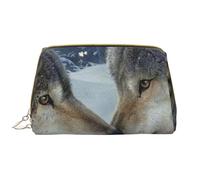 One Basket - Bolsa de maquillaje portátil de piel con estampado de limones con diseño impreso de ancho completo, Wolf Kiss in Winter, Talla única