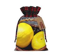 One Basket Lemon Chic - Bolsas de regalo de Navidad con cordón, bolsas de arpillera de retazos, reutilizables.