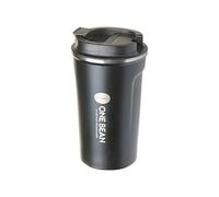 One Bean Taza térmica negra de 500 ml, viaje, acero inoxidable, reutilizable, a prueba de fugas, caliente y frío, leche y té